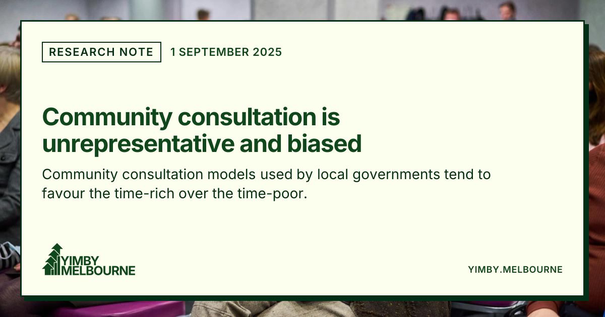 Unrepresentative Community consultation is unrepresentative and biased – YIMBY Melbourne